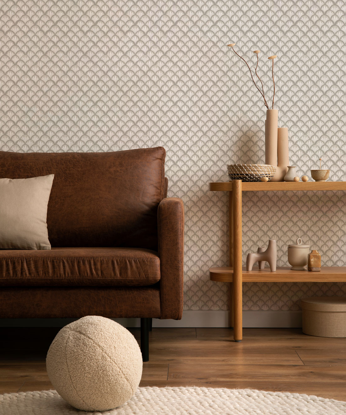 Moon Waves Wallpaper • Latte Linens • Insitu