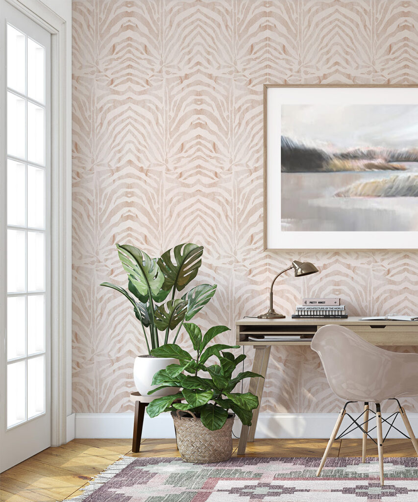 Zebra Wallpaper • Papaya Blush • Insitu