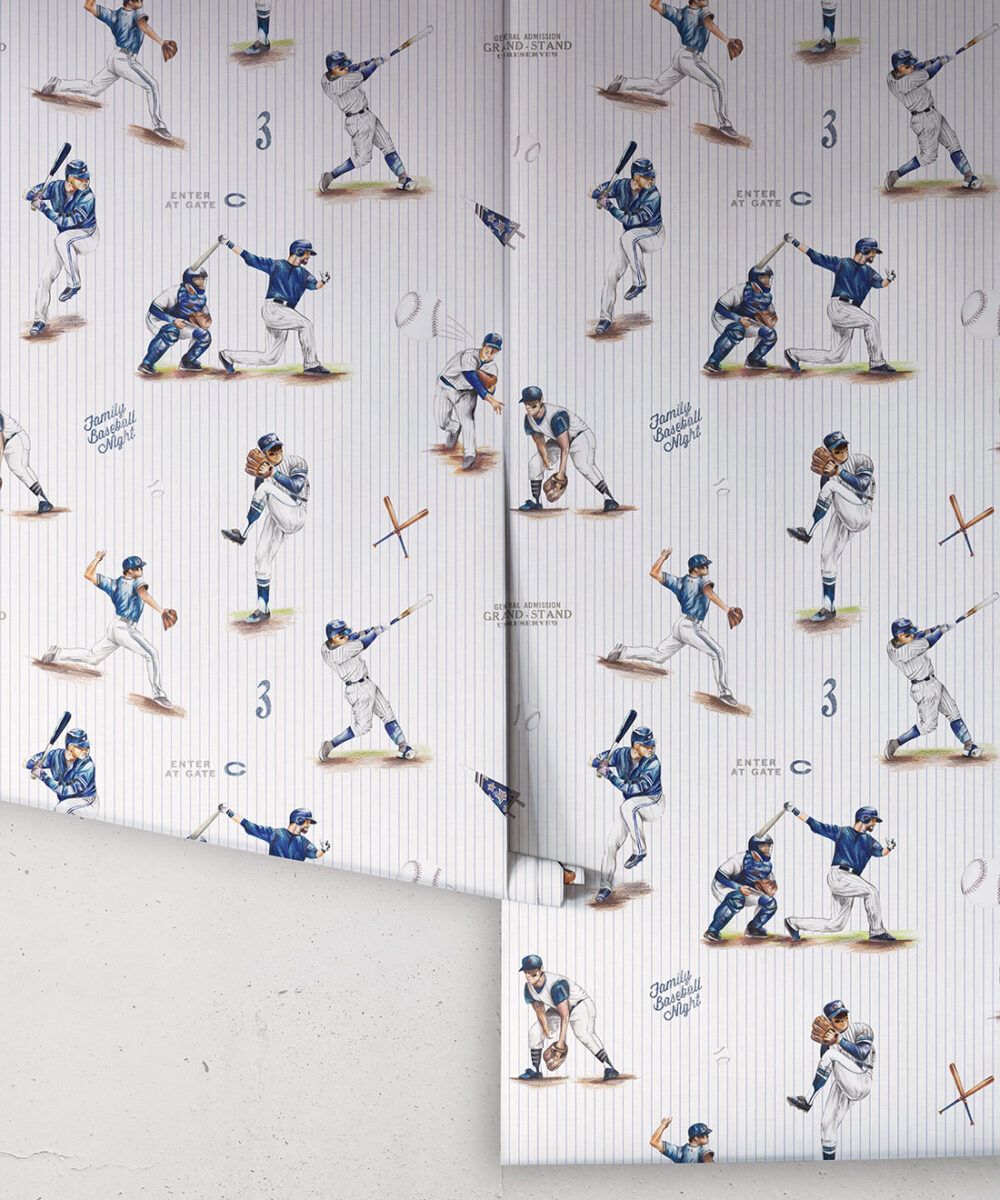 Baseball Wallpaper • Vintage Sports Decor • Milton & King USA