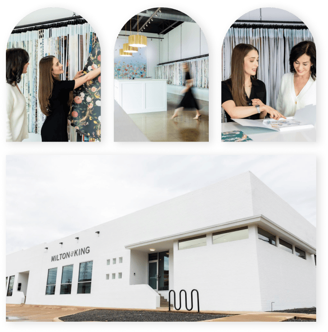 Montage of photos showing the Milton & King Dallas showroom