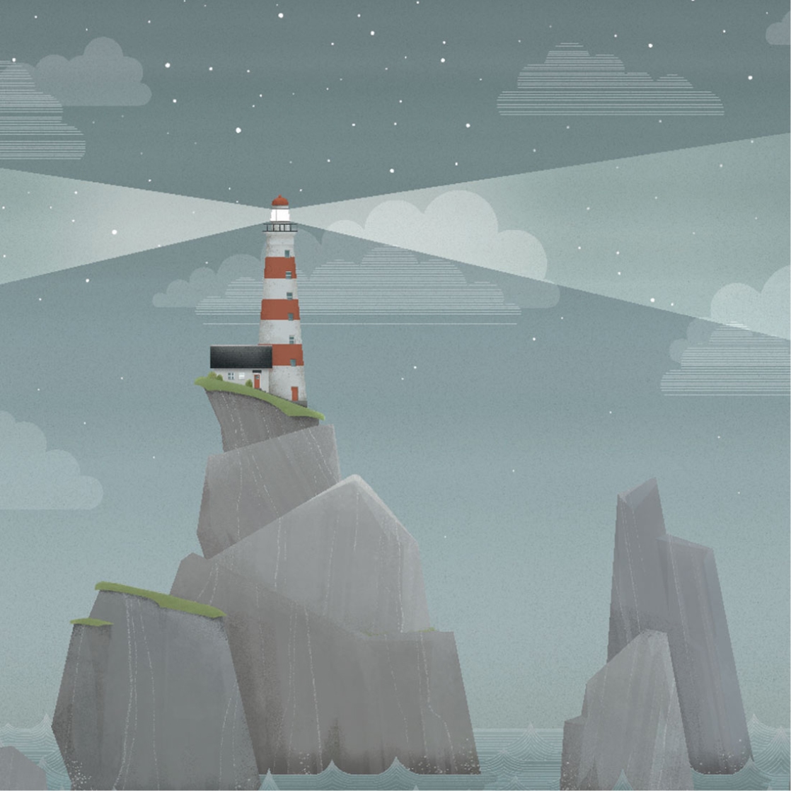 Wallpaper Republic • Happiest Places Collection • Lighthouse at Night Mural • Swatch