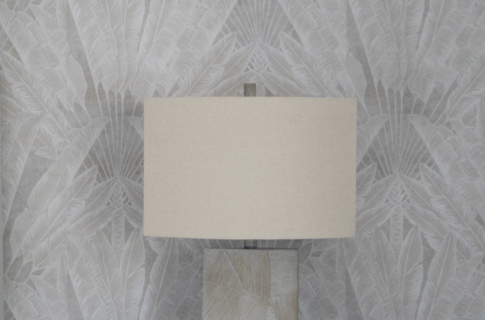 Casa Tropikana Interiors • Jamaica • Kingston 6 Dream Bedroom Makeover • Travelers Palm Wallpaper • Lamp
