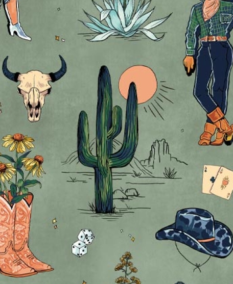 Milton & King Studio • Trail Tales Wallpaper • Colorway: Denim • Swatch • Lookbook