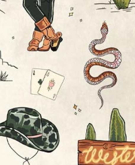 Milton & King Studio • Trail Tales Wallpaper • Colorway: Dusty • Swatch • Lookbook