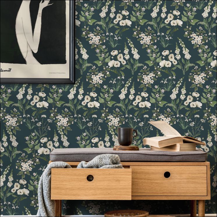 Wallpaper Republic - Floral Emporium Collection - Lookbook - Gallery Image - Garden Delight - Emerald - Insitu