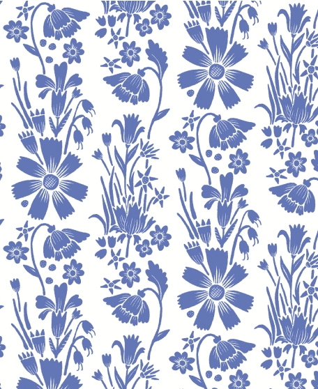 Corsage Wallpaper - by Wallpaper Republic - In The Bloom Collection - Lookbook - Swatch - Colorway: Cornflower Blue