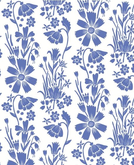 Corsage Wallpaper - by Wallpaper Republic - In The Bloom Collection - Lookbook - Swatch - Colorway: Cornflower Blue