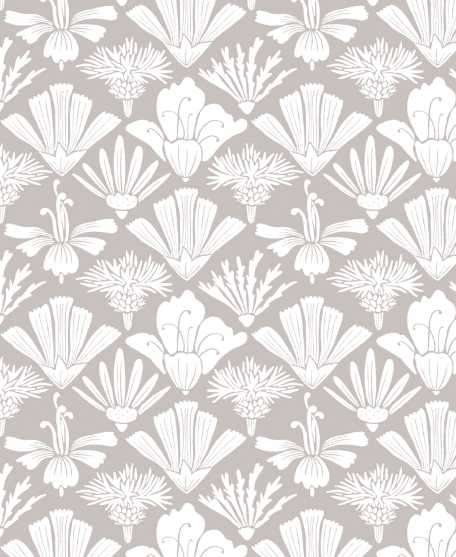 Fanned Flower Wallpaper - by Wallpaper Republic - In The Bloom Collection - Lookbook - Swatch - Colorway: Taupe
