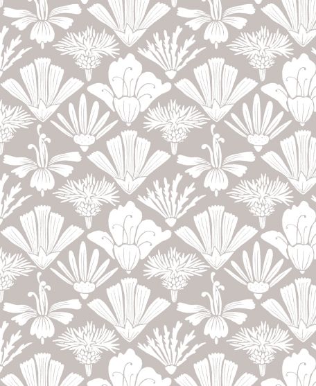 Fanned Flower Wallpaper - by Wallpaper Republic - In The Bloom Collection - Lookbook - Swatch - Colorway: Taupe
