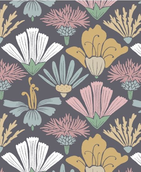 Fanned Flower Wallpaper - by Wallpaper Republic - In The Bloom Collection - Lookbook - Swatch - Colorway: Multi