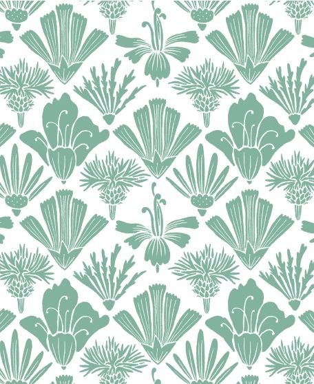 Fanned Flower Wallpaper - by Wallpaper Republic - In The Bloom Collection - Lookbook - Swatch - Colorway: Green