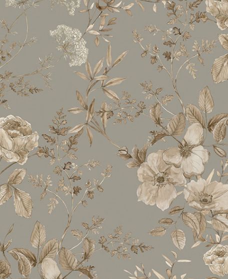 Wallpaper Republic - Floral Emporium Collection - Lookbook - Wallpaper Image - Belle Fluer - Grey Sage