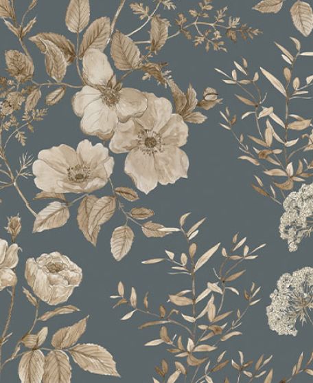 Wallpaper Republic - Floral Emporium Collection - Lookbook - Wallpaper Image - Belle Fluer - Slate Grey