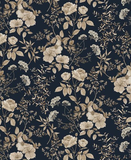Wallpaper Republic - Floral Emporium Collection - Lookbook - Wallpaper Image - Belle Fluer - Navy