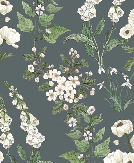 Wallpaper Republic - Floral Emporium Collection - Lookbook - Wallpaper Image - Garden Delight - Slate Grey