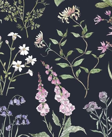 Wallpaper Republic - Floral Emporium Collection - Lookbook - Banner Image - Wild Meadow - Navy