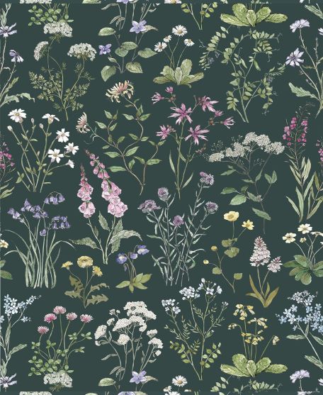 Wallpaper Republic - Floral Emporium Collection - Lookbook - Banner Image - Wild Meadow - Dark Green