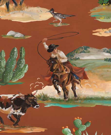 Frontier Wallpaper - Western Collection - Lookbook - Colorway: Rust