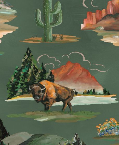 Frontier Wallpaper - Western Collection - Lookbook - Colorway: Evergreen