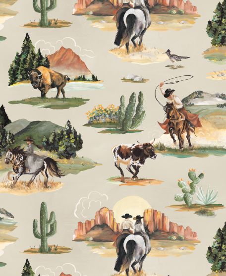 Frontier Wallpaper - Western Collection - Lookbook - Colorway: Stone