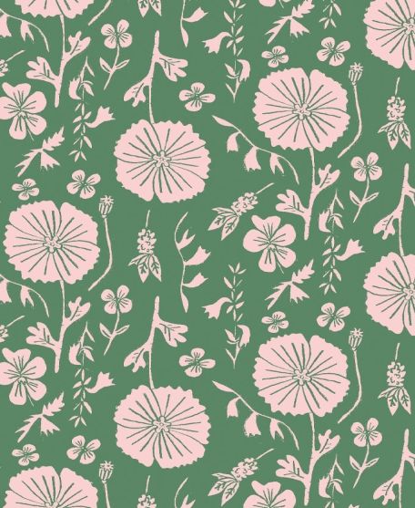 Meadow Dreams - by Wallpaper Republic - In The Bloom Collection - Lookbook - Swatch - Colorway: Forest