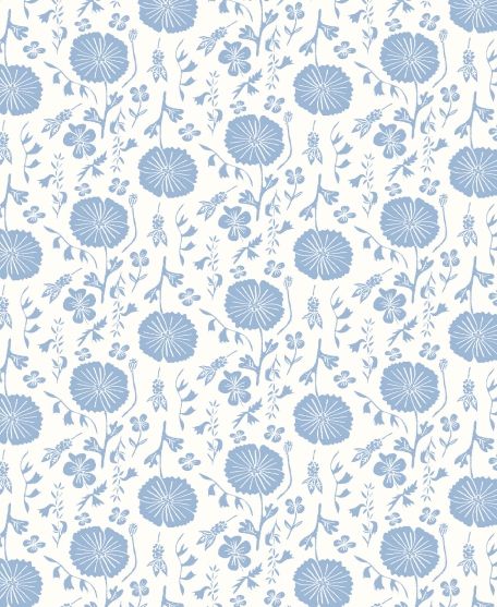 Meadow Dreams - by Wallpaper Republic - In The Bloom Collection - Lookbook - Swatch - Colorway: Blue