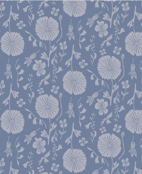 Meadow Dreams - by Wallpaper Republic - In The Bloom Collection - Lookbook - Swatch - Colorway: Blue Grey