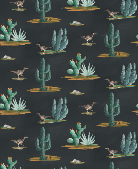 Roadrunner Wallpaper - Western Collection - Lookbook - Colorway: Navy