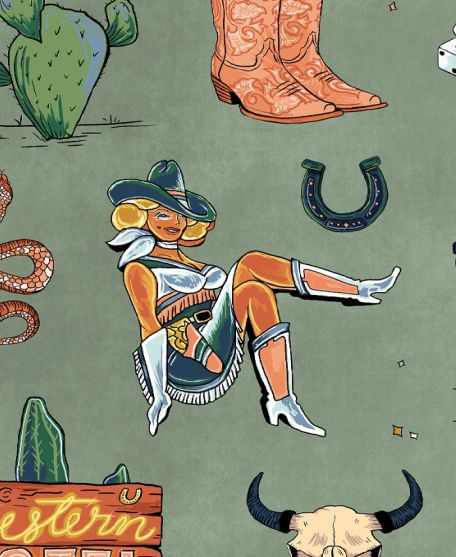 Trail Tales Wallpaper - Western Collection - Lookbook - Colorway: Denim