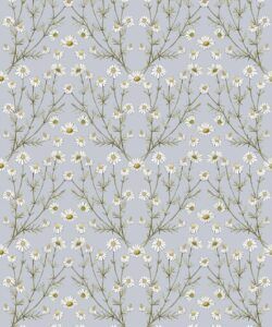Wallpaper Republic - Floral Emporium Collection - Daisy Damask - Dusty Blue - Swatch