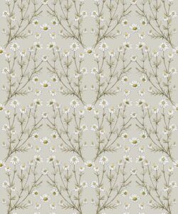 Wallpaper Republic - Floral Emporium Collection - Daisy Damask - Stone - Swatch