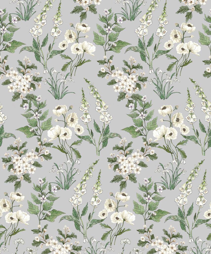 Wallpaper Republic - Floral Emporium Collection - Garden Delight - Dusty Blue - Swatch