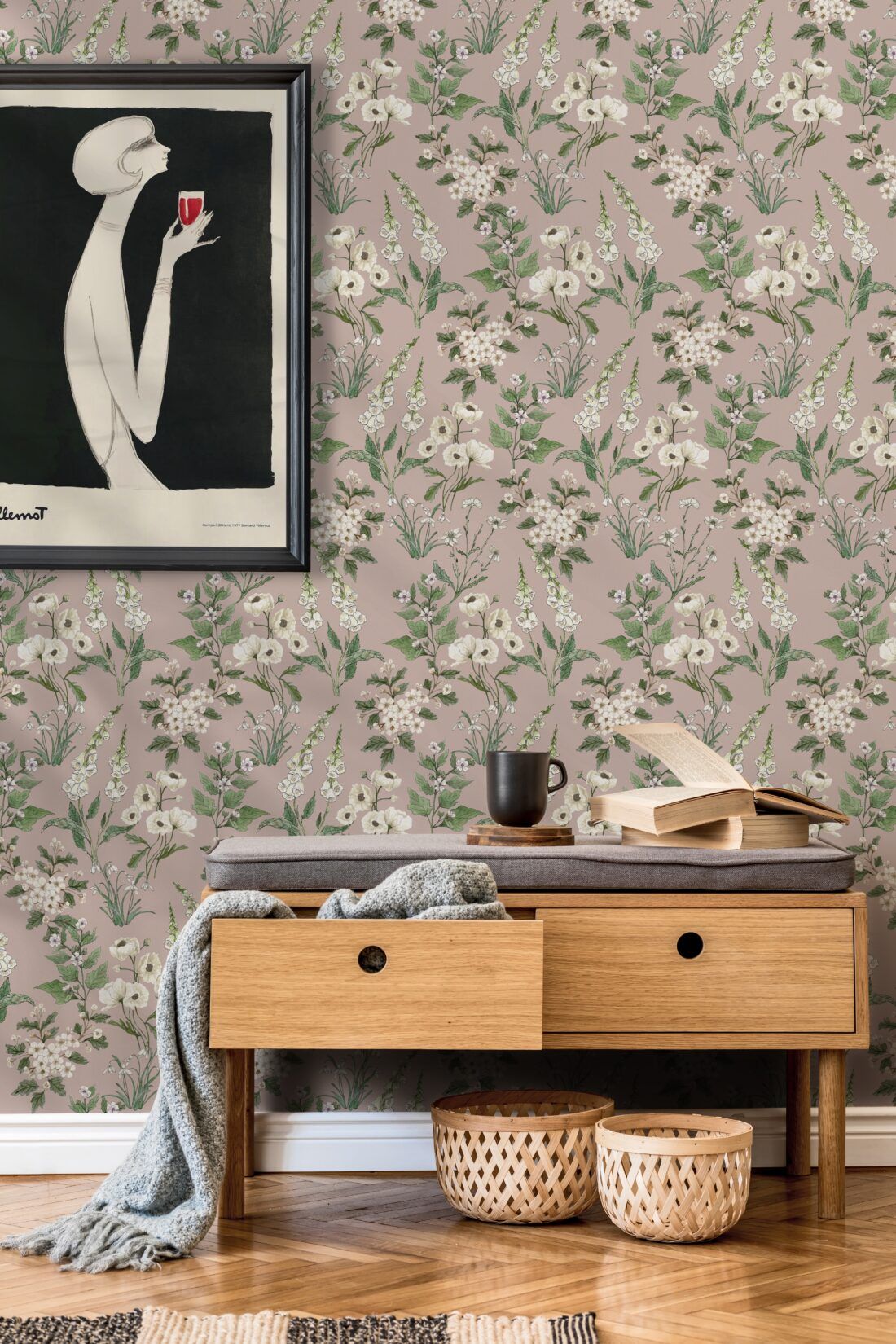 Wallpaper Republic - Floral Emporium Collection - Garden Delight - Dusty Pink - Insitu