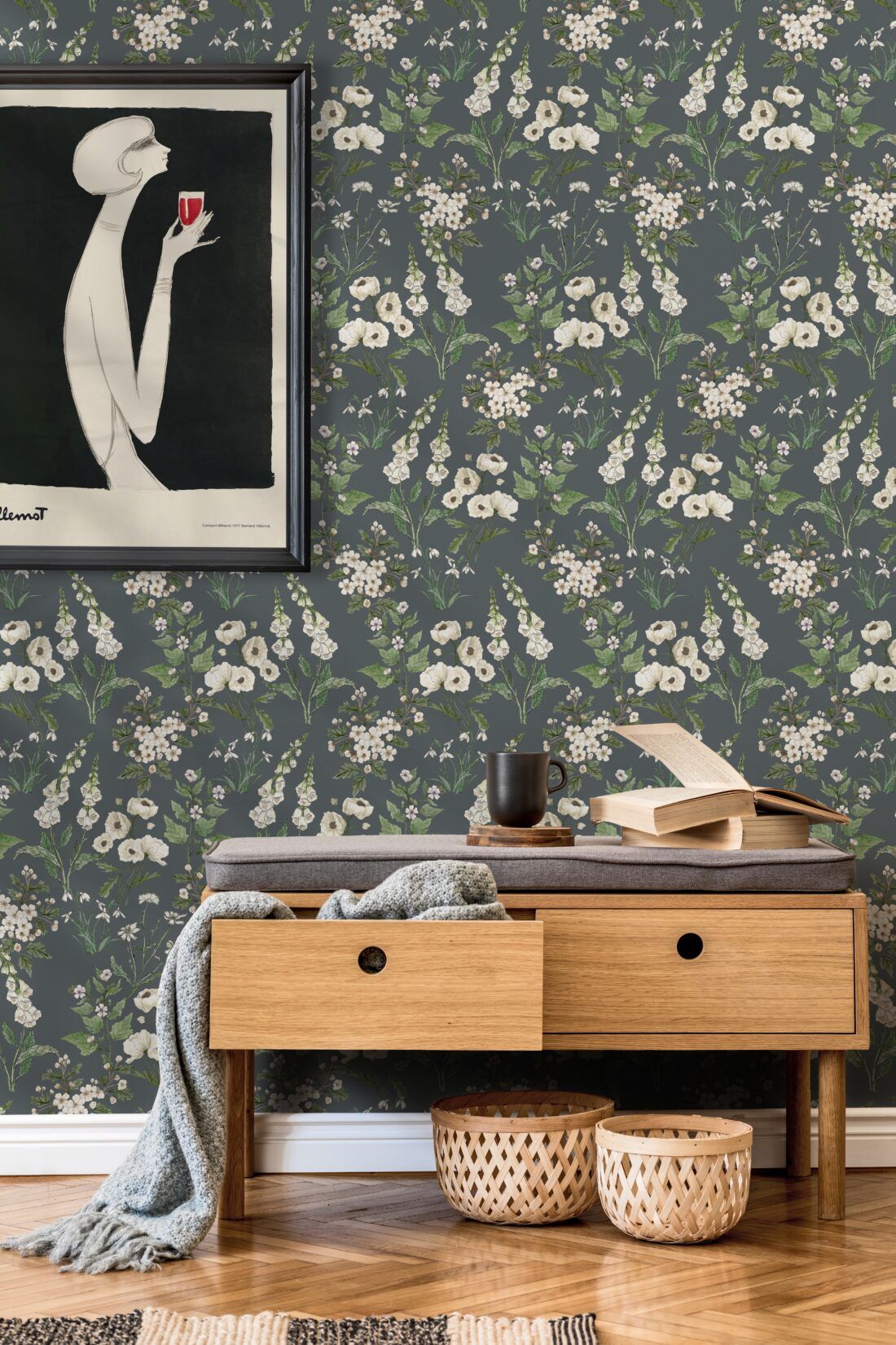 Wallpaper Republic - Floral Emporium Collection - Garden Delight - Slate Grey - Insitu