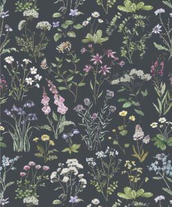 Wallpaper Republic - Floral Emporium Collection - Wild Meadow - Charcoal - Swatch