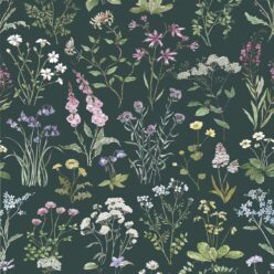Wallpaper Republic - Floral Emporium Collection - Wild Meadow - Dark Green - Swatch