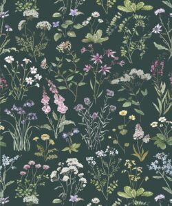 Wallpaper Republic - Floral Emporium Collection - Wild Meadow - Dark Green - Swatch