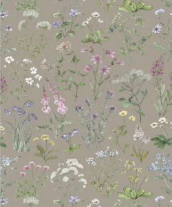Wallpaper Republic - Floral Emporium Collection - Wild Meadow - French Grey - Swatch