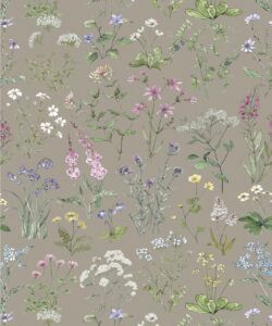 Wallpaper Republic - Floral Emporium Collection - Wild Meadow - French Grey - Swatch
