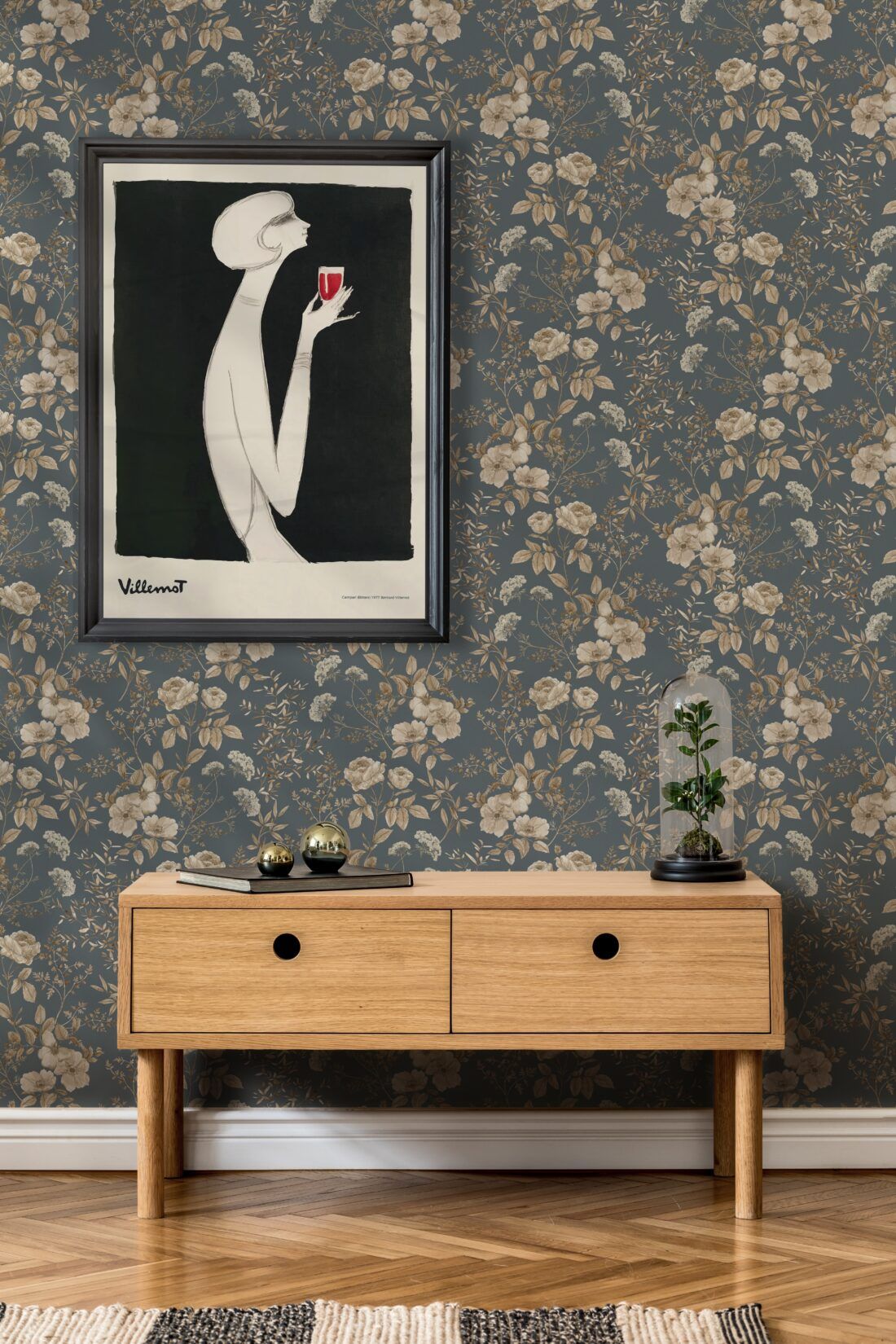 Wallpaper Republic - Floral Emporium Collection - Belle Fleur - Slate Grey - Insitu