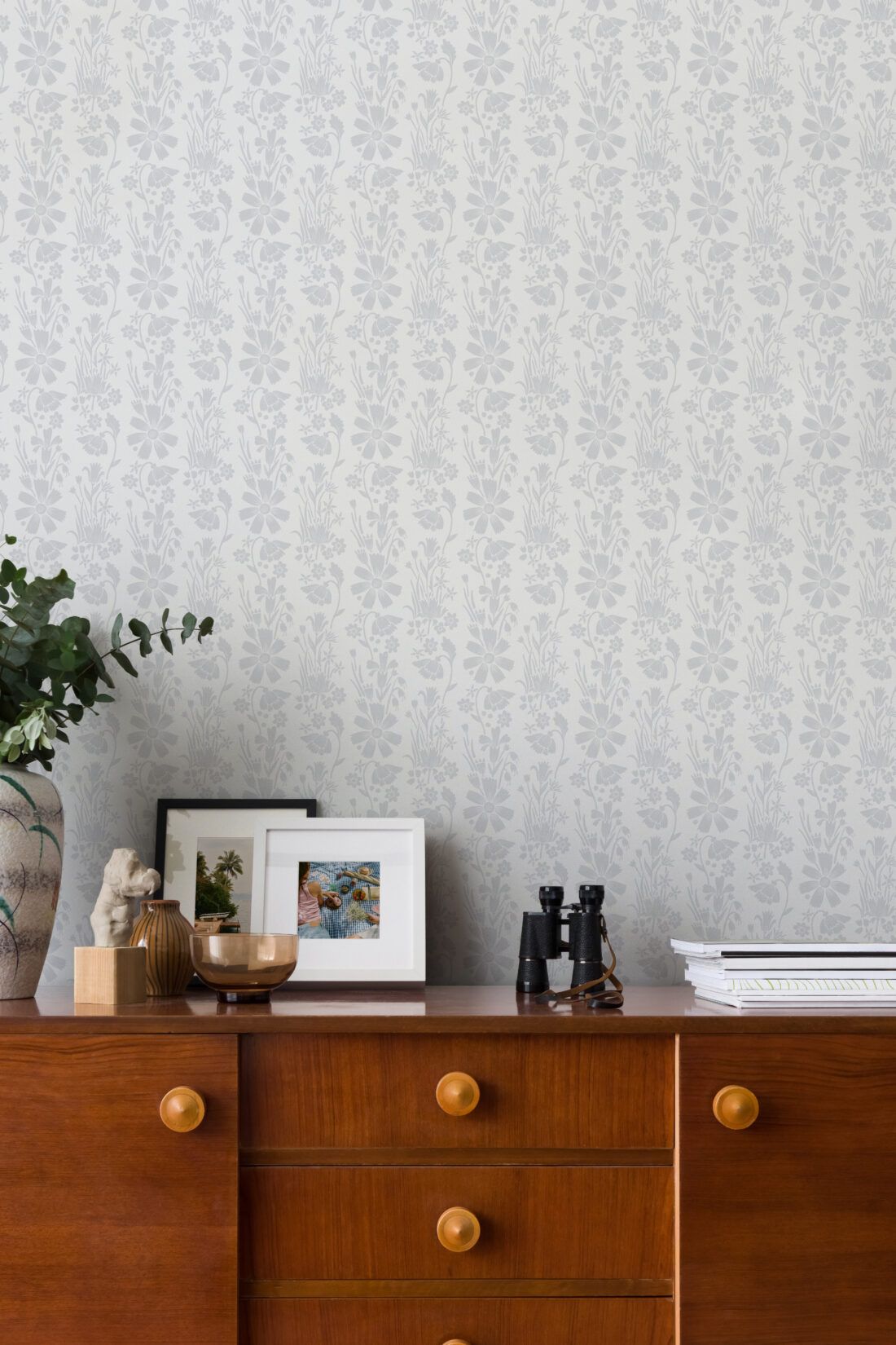 In The Bloom Collection - Wallpaper Republic - Corsage Wallpaper - Colorway: Grey - Insitu