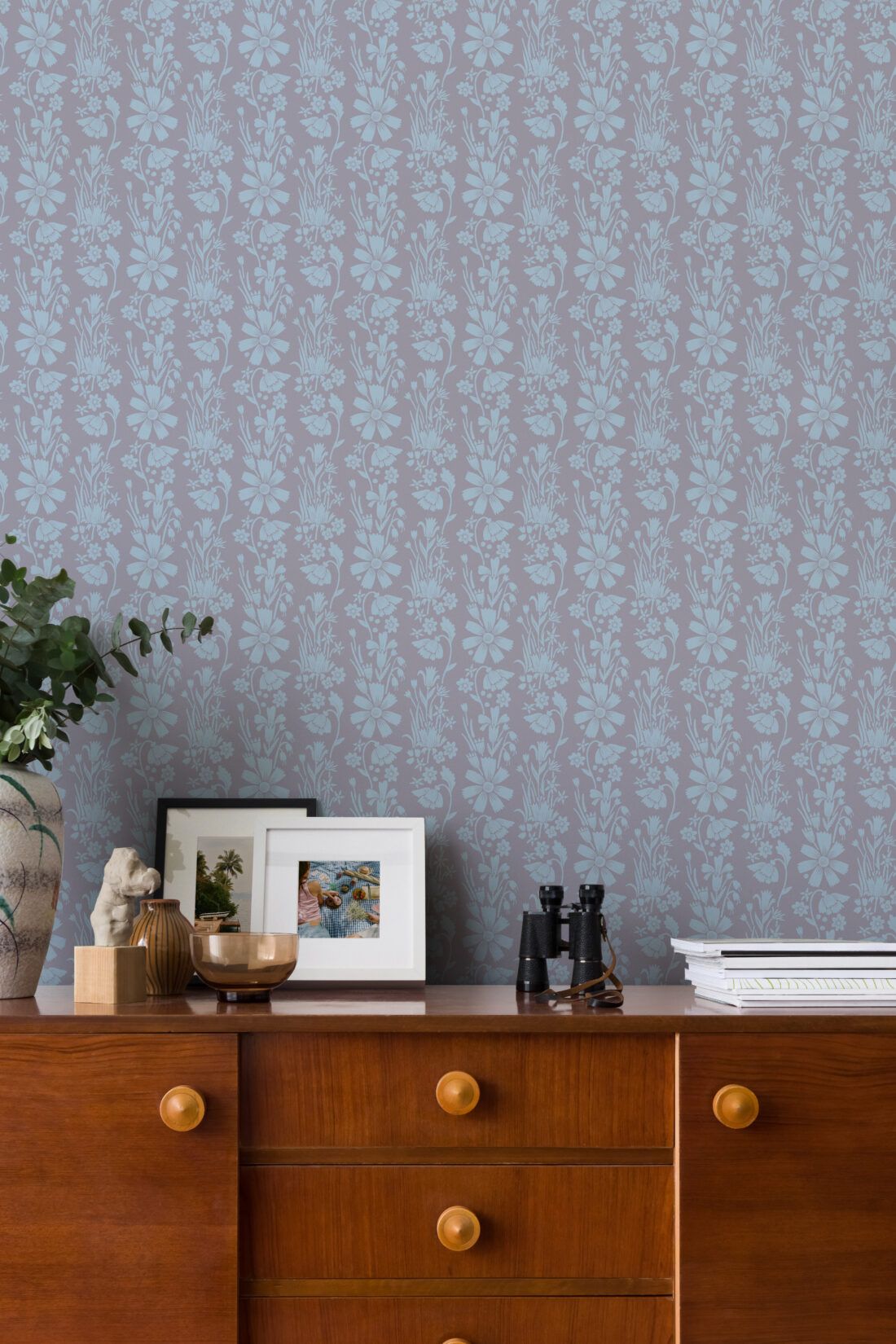 In The Bloom Collection - Wallpaper Republic - Corsage Wallpaper - Colorway: Sky - Insitu