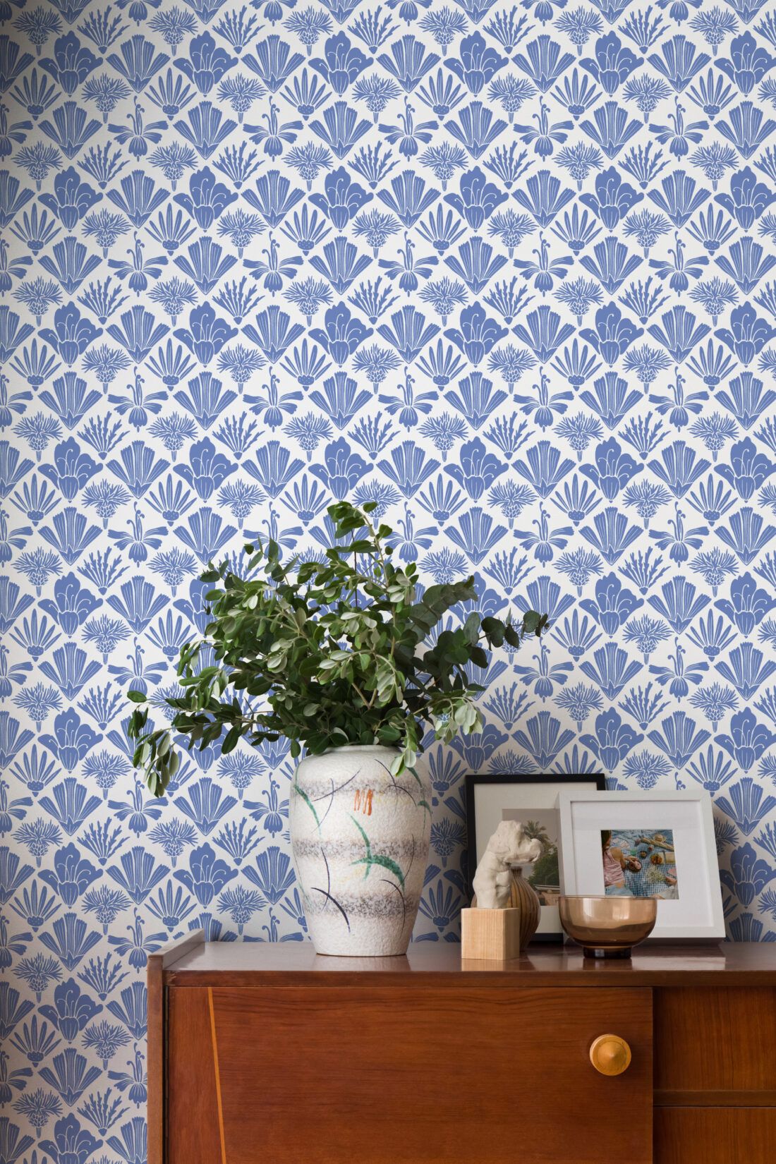 In The Bloom Collection - Wallpaper Republic - Corsage Wallpaper - Colorway: Blue - Insitu