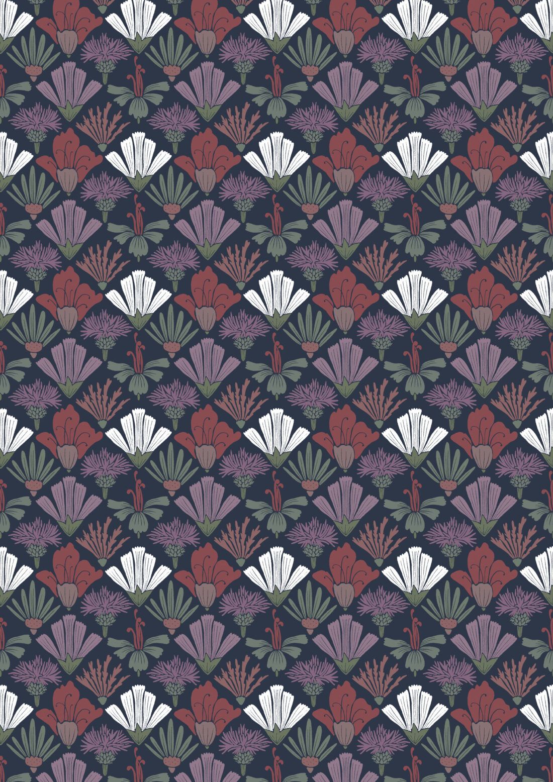 In The Bloom Collection - Wallpaper Republic - Corsage Wallpaper - Colorway: Night - Swatch