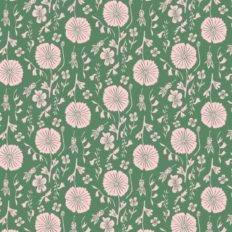 Meadow Dreams Wallpaper - Colorway: Forest - by Wallpaper Republic - In The Bloom Collection - Insitu