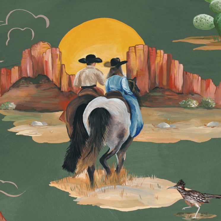 Western Collection - Lookbook - Gallery Image 01 - Frontier Wallpaper - Swatch - Colorway: Emerald