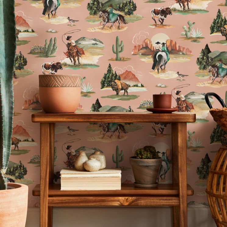 Western Collection - Lookbook - Gallery Image 01 - Frontier Wallpaper - Swatch - Colorway: Dusty