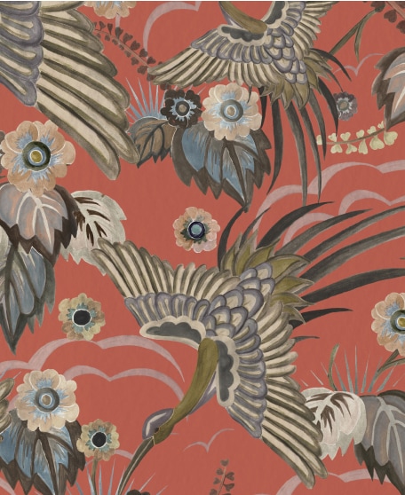 Bird Paradise - House of Heras - Gardens of Andalucia - Lookbook - Swatch - Colorway: Tangerine
