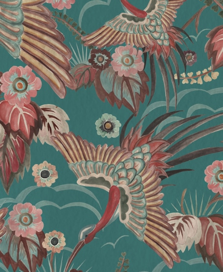 Bird Paradise - House of Heras - Gardens of Andalucia - Lookbook - Swatch - Colorway: Ocean