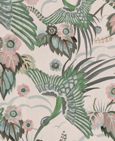 Bird Paradise - House of Heras - Gardens of Andalucia - Lookbook - Swatch - Colorway Rose Mint